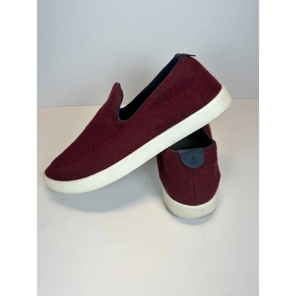 Allbirds Wool Loungers Mens Size 11 Maroon Burgundy Slip On Sneakers Comfort